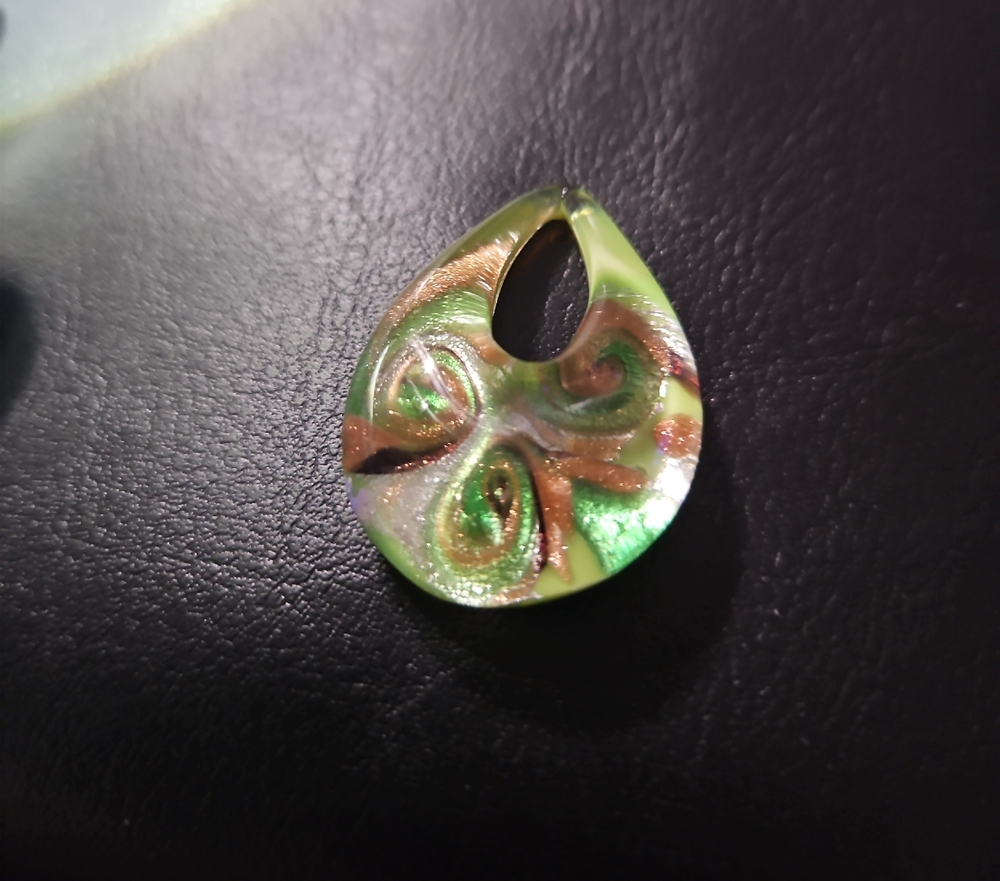 Murano Green and Gold Swirl Pendant